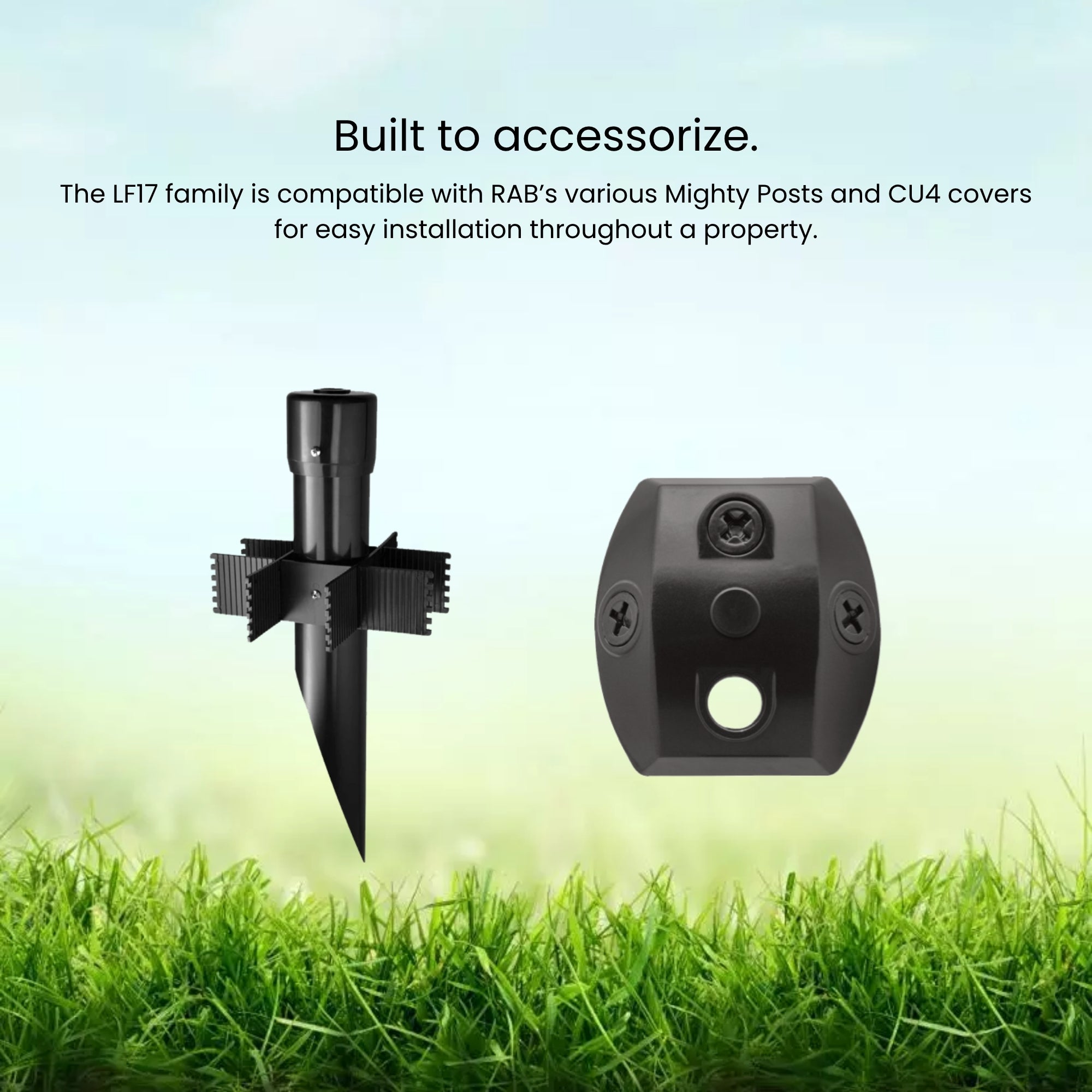 RAB LF17B Field Adjustable Landscape Flood Light 1115 Lumens 8W Selectable CCT 120-277V Black