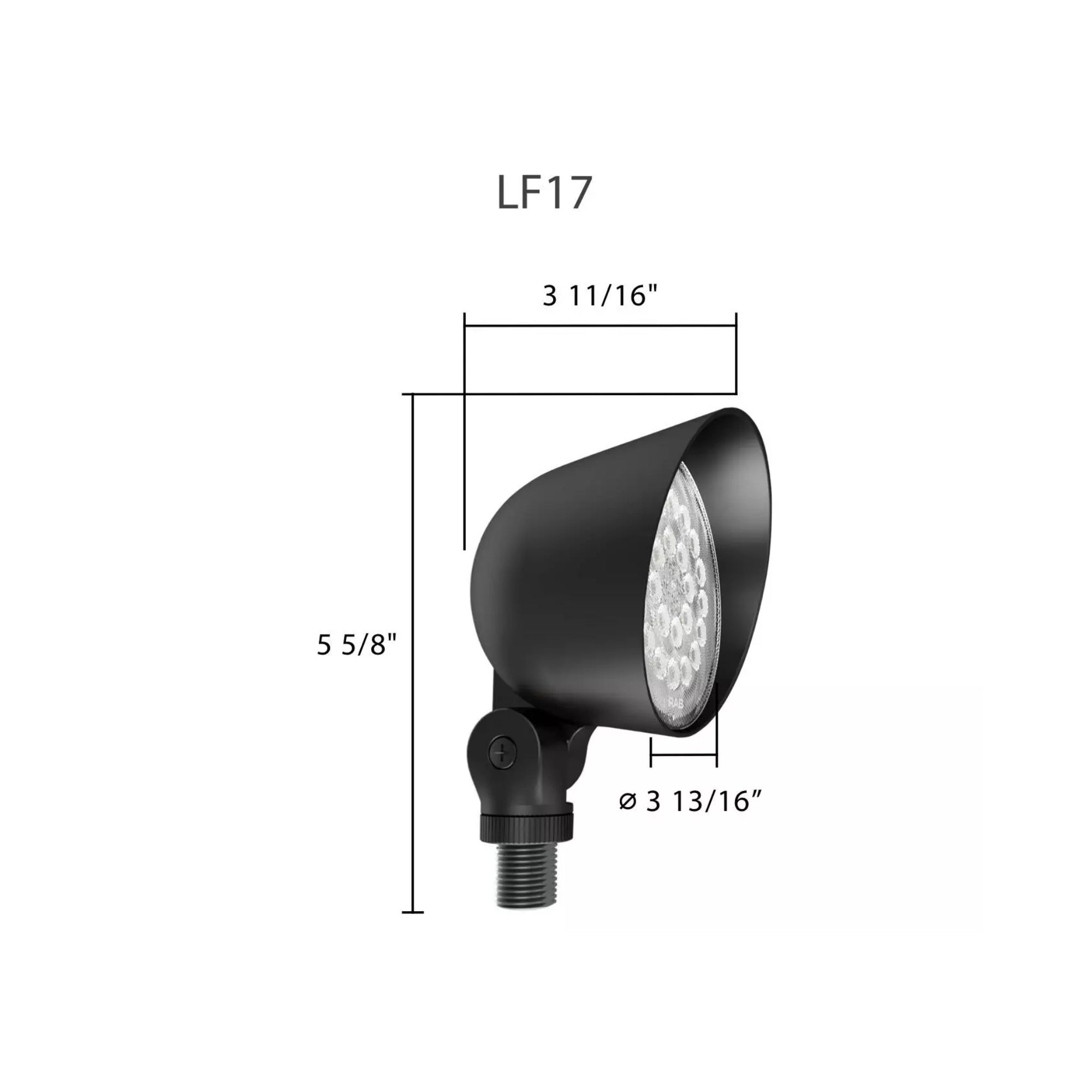 RAB LF17B Field Adjustable Landscape Flood Light 1115 Lumens 8W Selectable CCT 120-277V Black