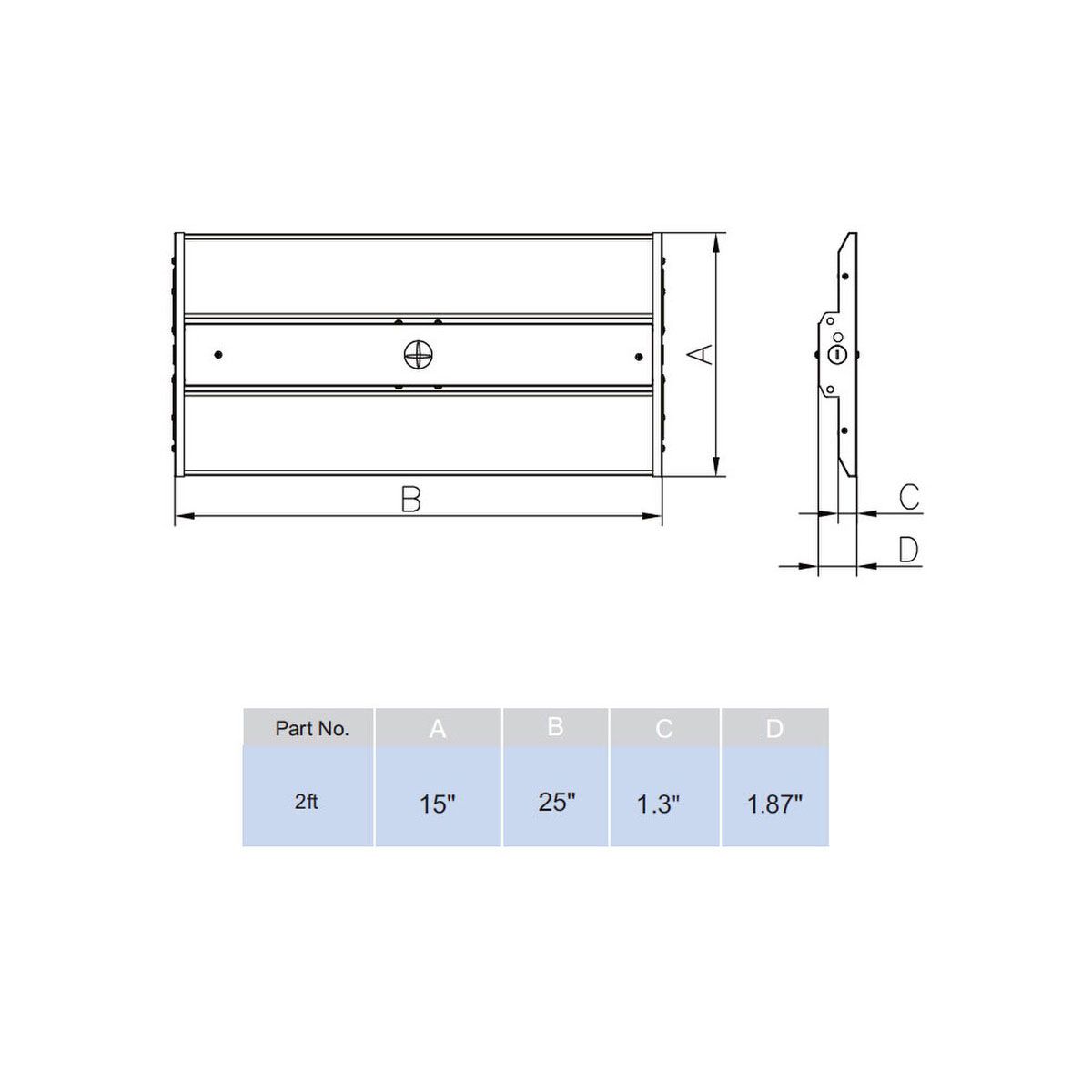 2ft LED Linear High Bay, 160 Watts, 20000 Lumens, 35K/40K/50K, 120-277V - Bees Lighting