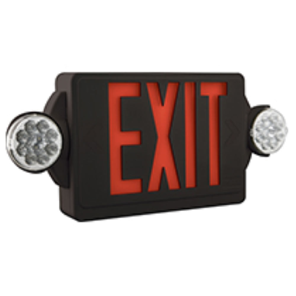 LED Exit Sign with Lights Red Letters Battery Backup, Black - Bees Lighting