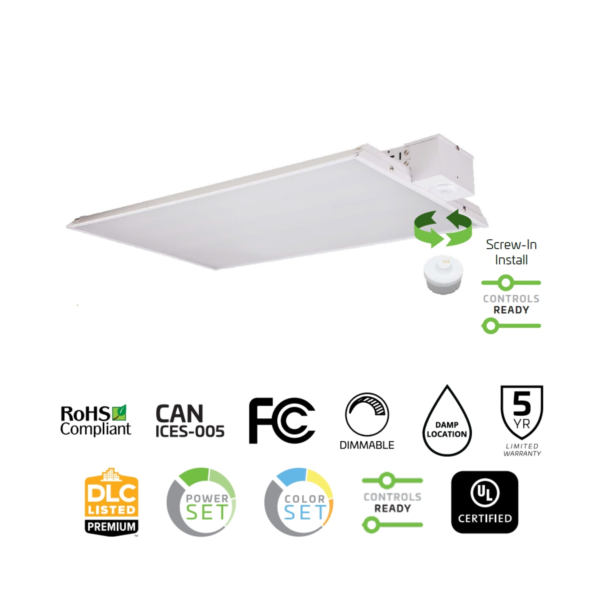 Eiko - Linear High Bay LED Light, 160W, 24000lm, 4000K/5000K, 120-347V | Bees Lighting