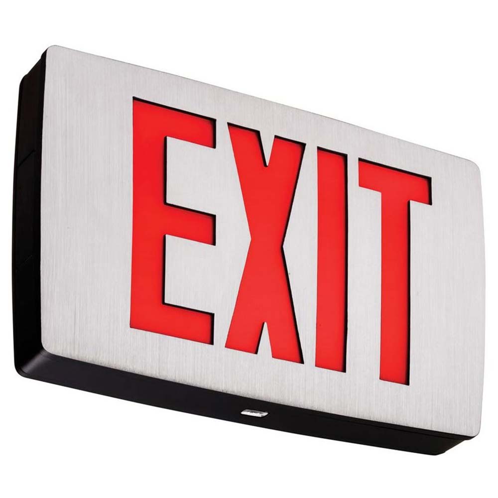 LED Exit Sign, Single face with Red Letters, Black Finish, Battery Backup Included