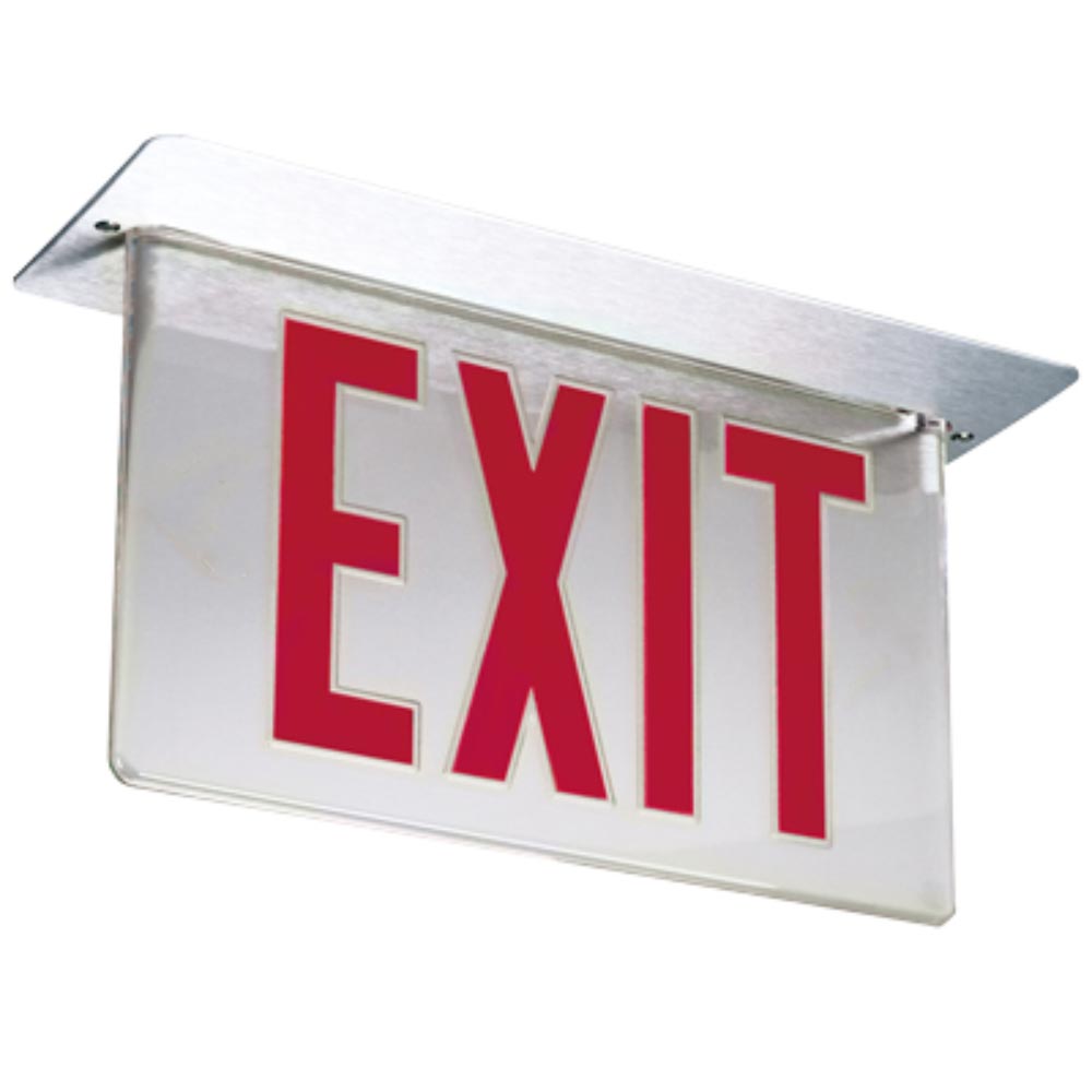 LED Edge-Lit Exit Sign Single Face with Red Letters Battery Backup, Panel Only - Bees Lighting