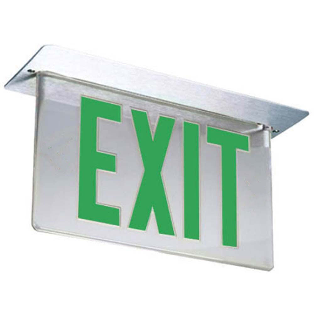 LED Edge-Lit Exit Sign Double Face with Green on Mirror Letters, Panel Only - Bees Lighting