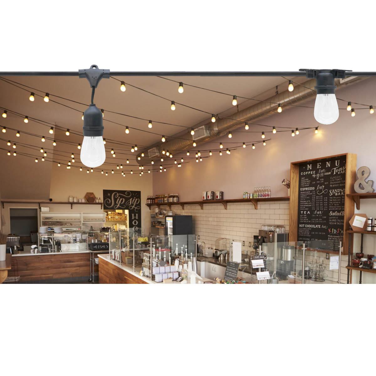 Commercial Grade String light, Suspended 24 sockets, E26 Medium Base, 48 Feet