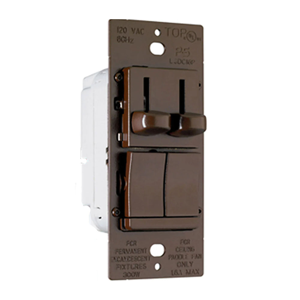 Legrand LSCLDC163P 3-Speed Ceiling Fan Switch Dimmer Combo - Brown ...