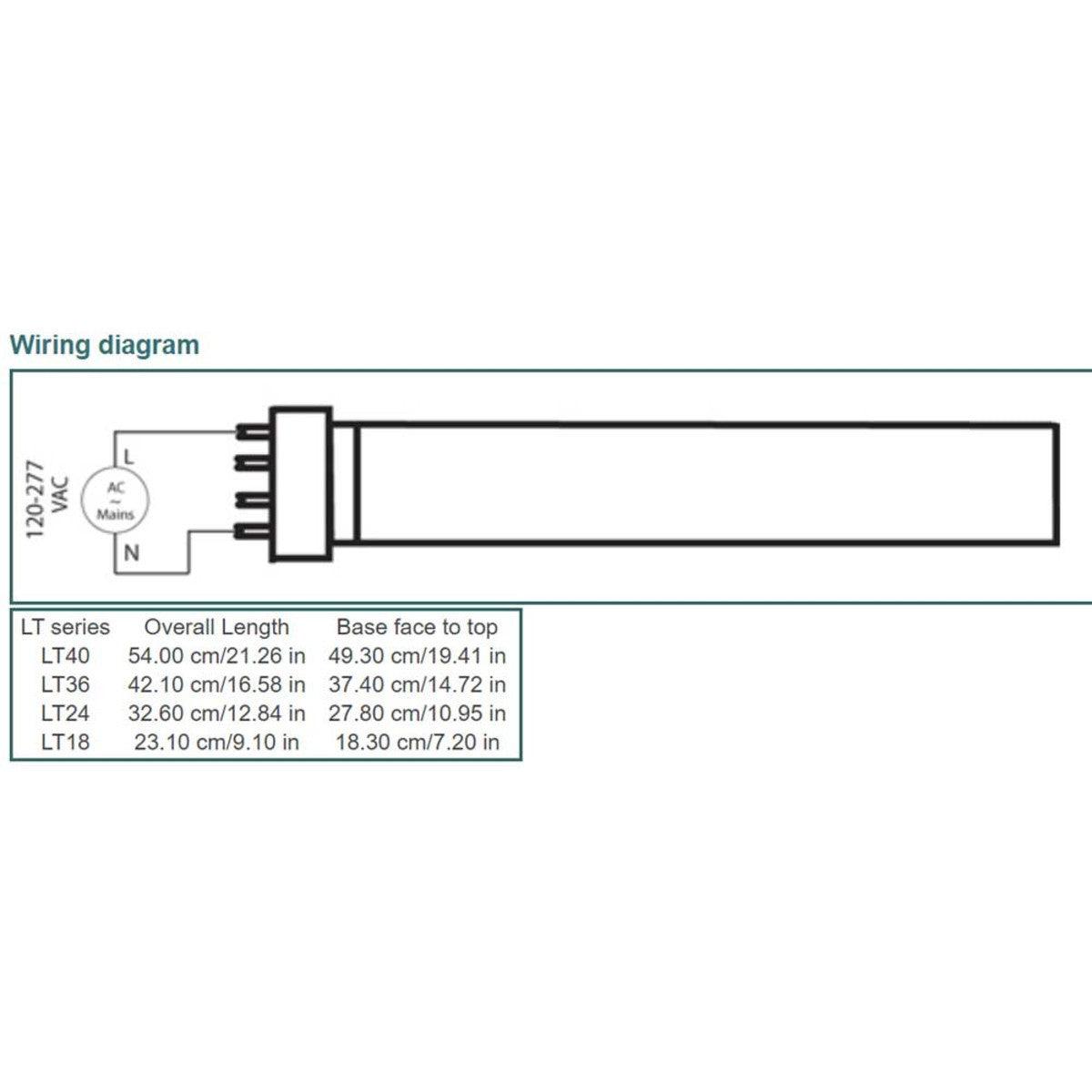 4 Pin PLL LED Bulb, 15 Watt 1600 Lumens, 3500K, Omnidirectional, Replaces 36W CFL, 2G11 Base, Type B Ballast Bypass