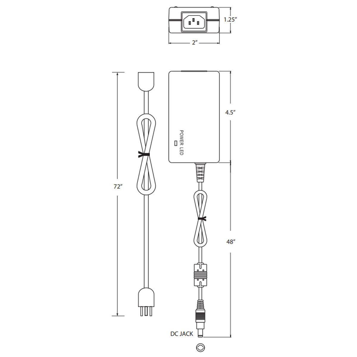 LTP 48 Watts, 24VDC LED Driver with Cord and Plug, 120V Input - Bees Lighting