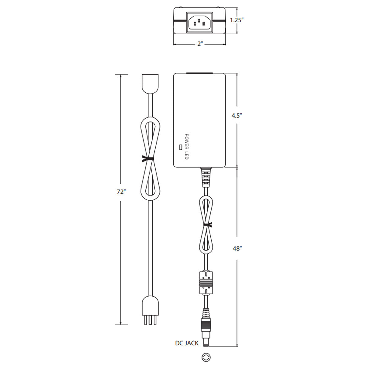 LTP 48 Watts, 24VDC LED Driver with Cord and Plug, 120V Input - Bees Lighting