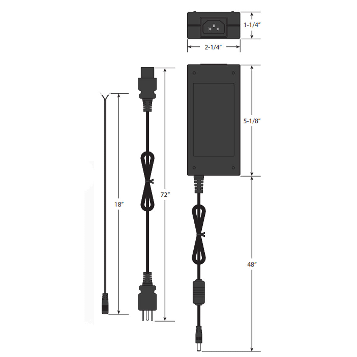 LTP 90 Watts, 24VDC LED Driver with Cord and Plug, 120V Input - Bees Lighting