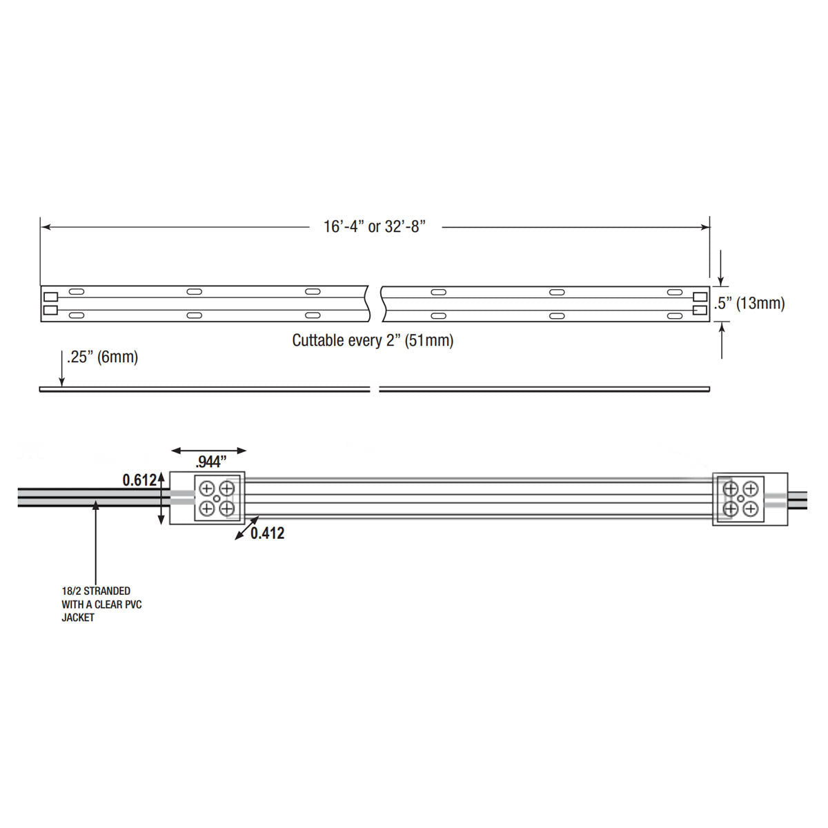 LTR-S Spec COB Wet Location LED Strip Light, 16Ft Reel, 2700K, 255 Lm/Ft, 24V - Bees Lighting