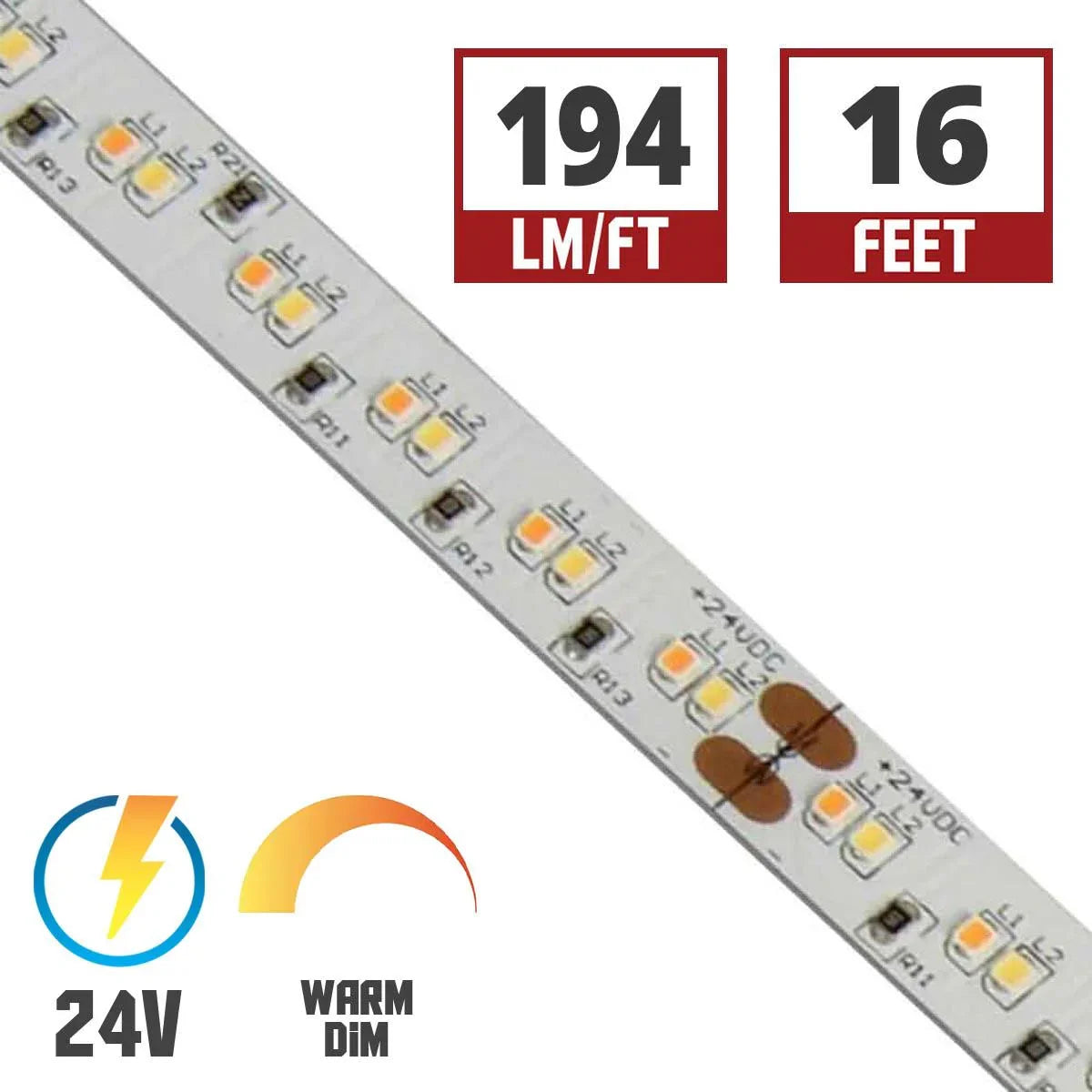 LTR-S Spec LED Strip Light, 16Ft Reel, Dim to Warm 3500K to 1800K, 24V - Bees Lighting