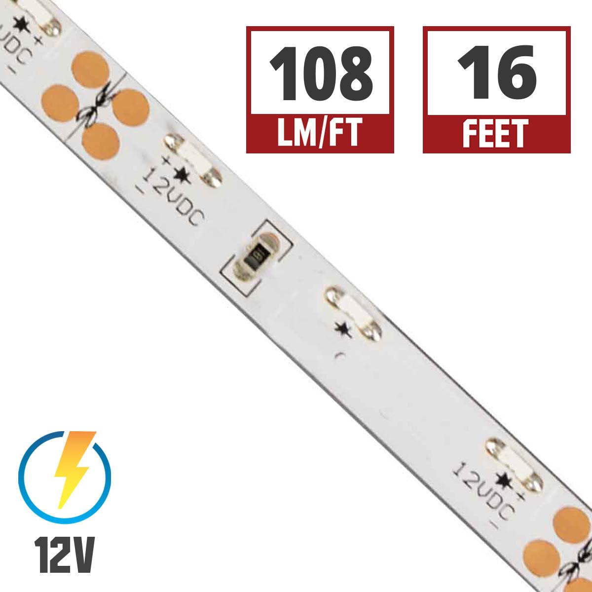 LTR-S Spec Side-View LED Strip Light, 115 Lumens per Ft, 1.5 watts per Ft, 12V