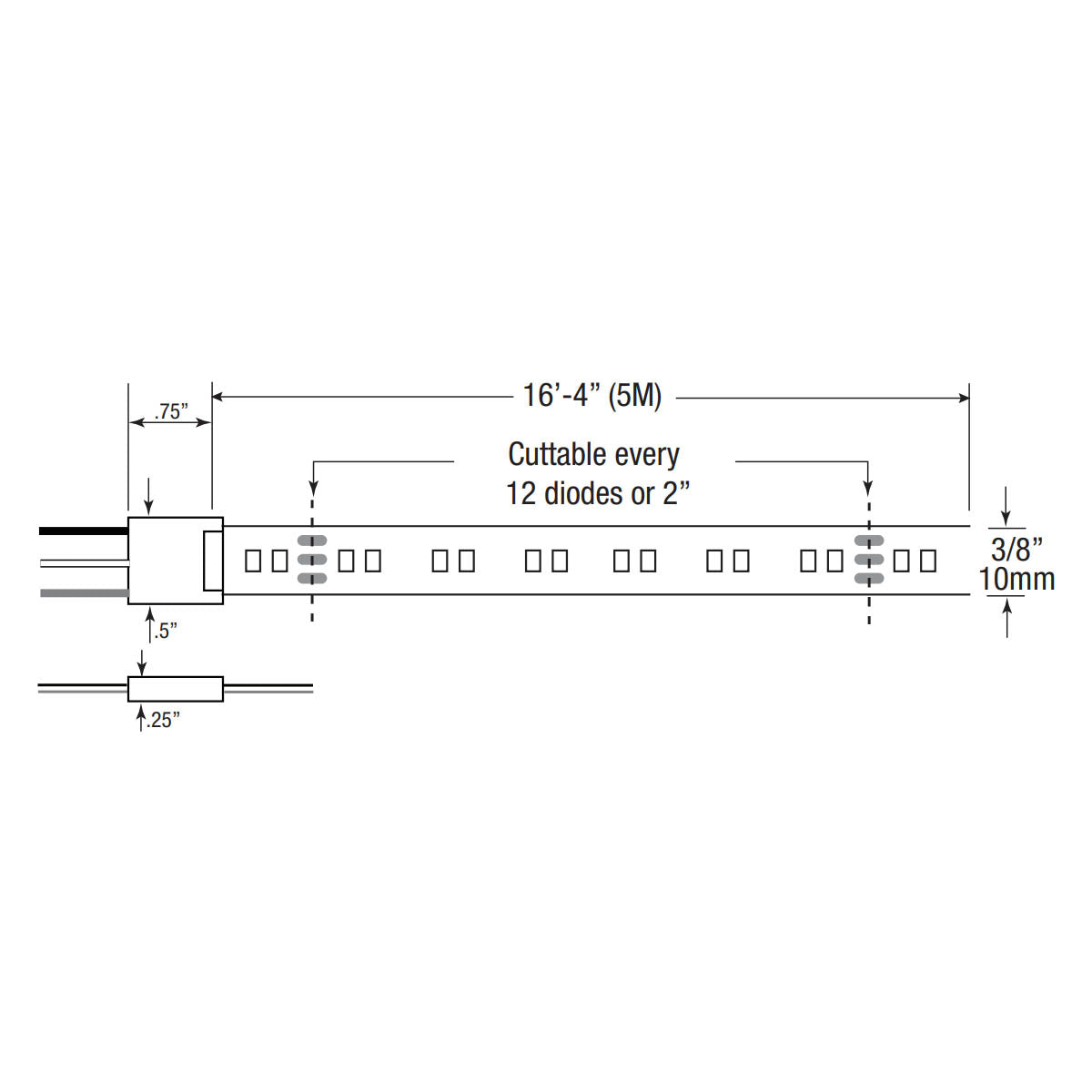 LTR-S Spec Tunable White CCT LED Strip Light, 100Ft Reel, 267 Lm/Ft, 24V - Bees Lighting