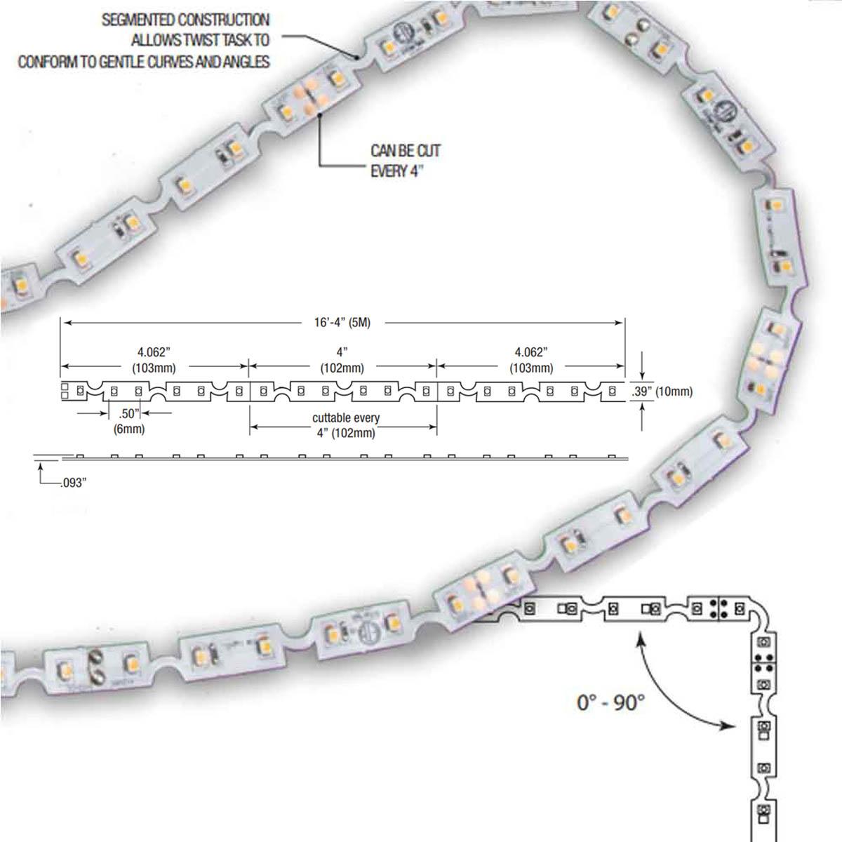 LTR-S Spec Twist-Task LED Strip Light, 16Ft Reel, 4000K, 201 Lm/Ft, 12V - Bees Lighting