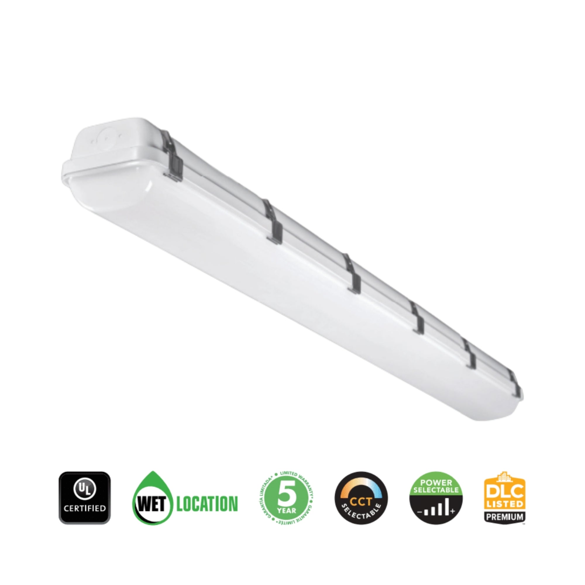 4ft LED Vapor Tight Light Fixture, 50W, 7200 Lumens, 35K/40K/50K, 120-277V