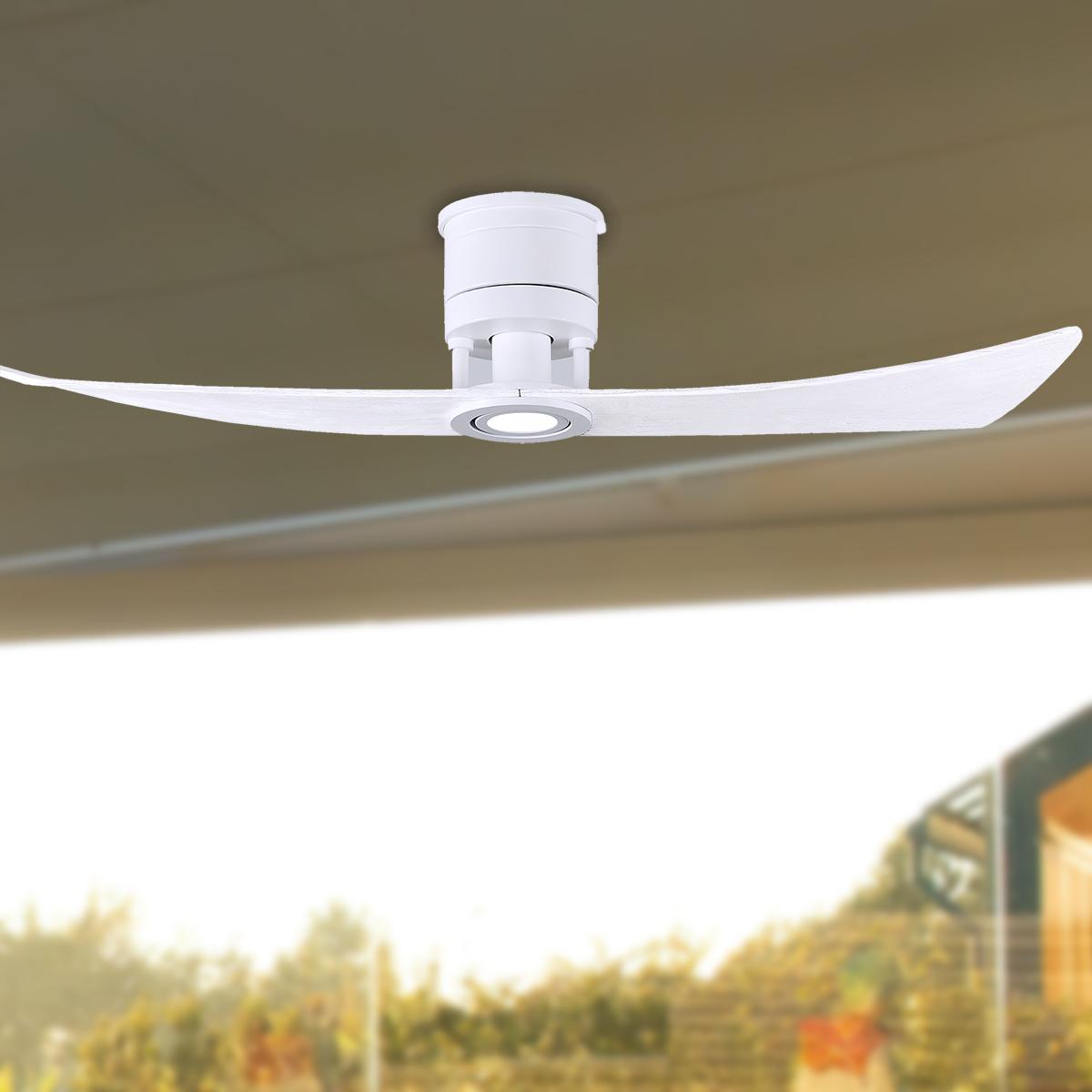 Lindsay 52 Inch 2-Blade White Damp Rated LED Ceiling Fan with Remote - Bees Lighting