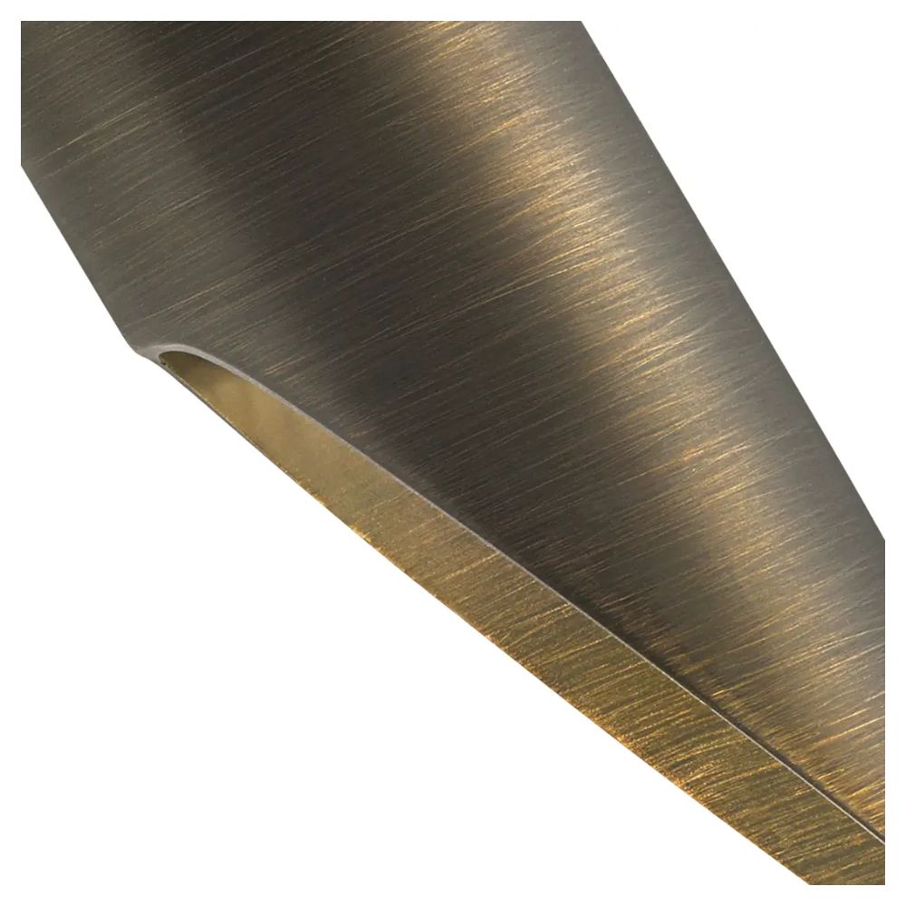 Brass-toned LED accent light head with brushed finish and lens opening