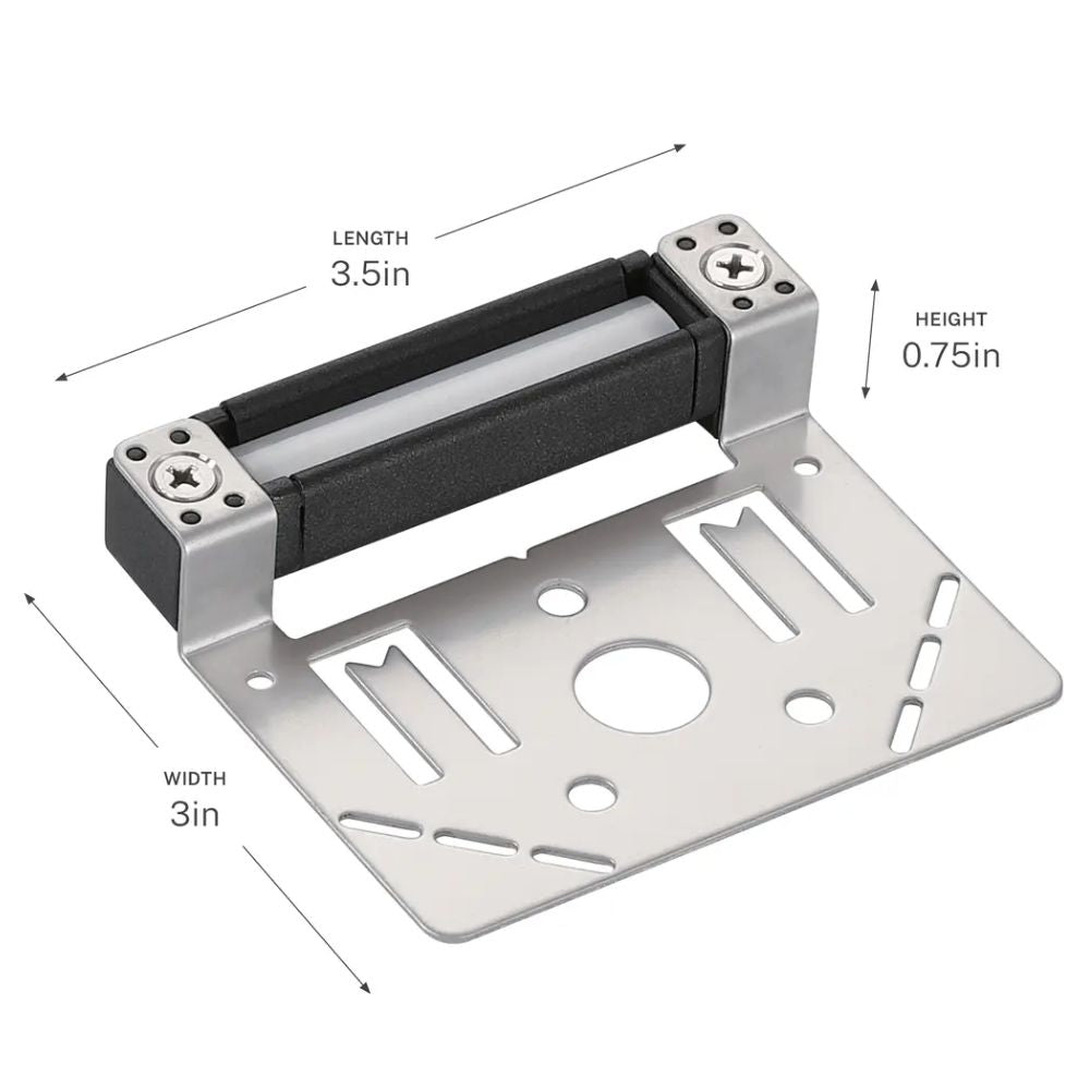 3-inch hardscape LED light mounting base: black housing and silver metal plate