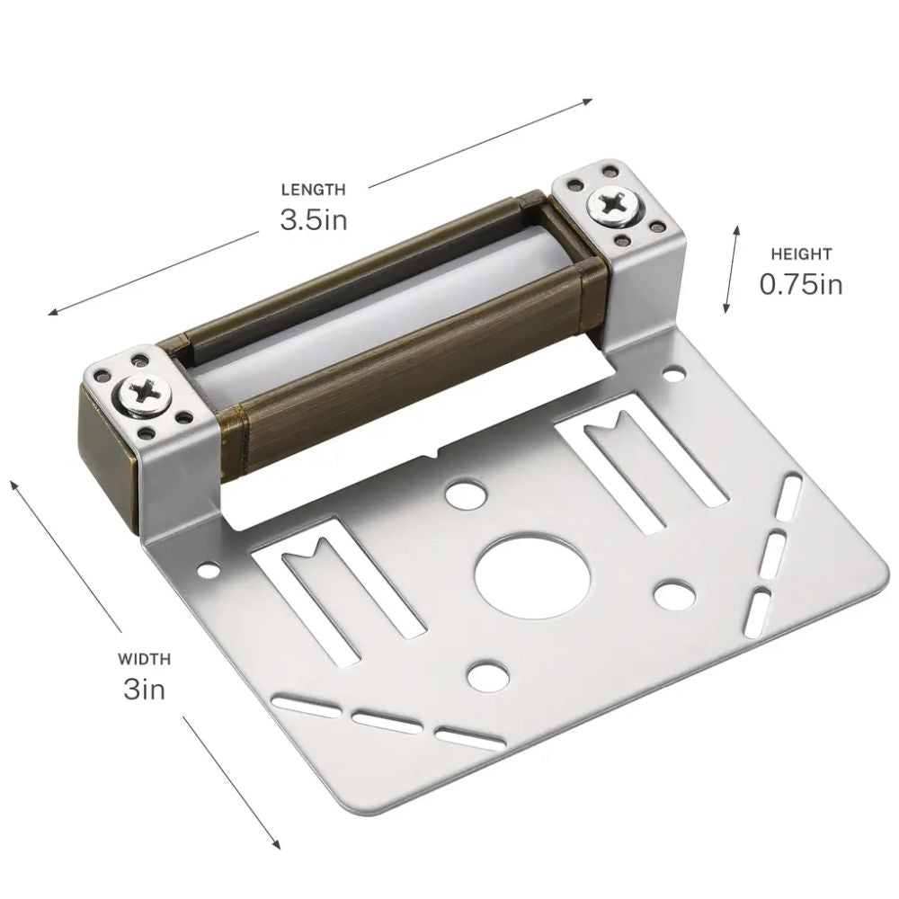 Brass 12V LED hardscape light housing and mounting bracket, 3in width