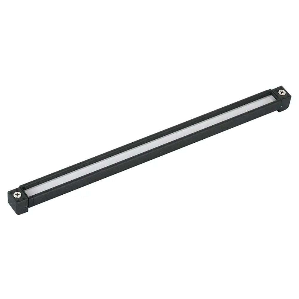 Textured black aluminum LED hardscape light bar with end caps and mounting slots