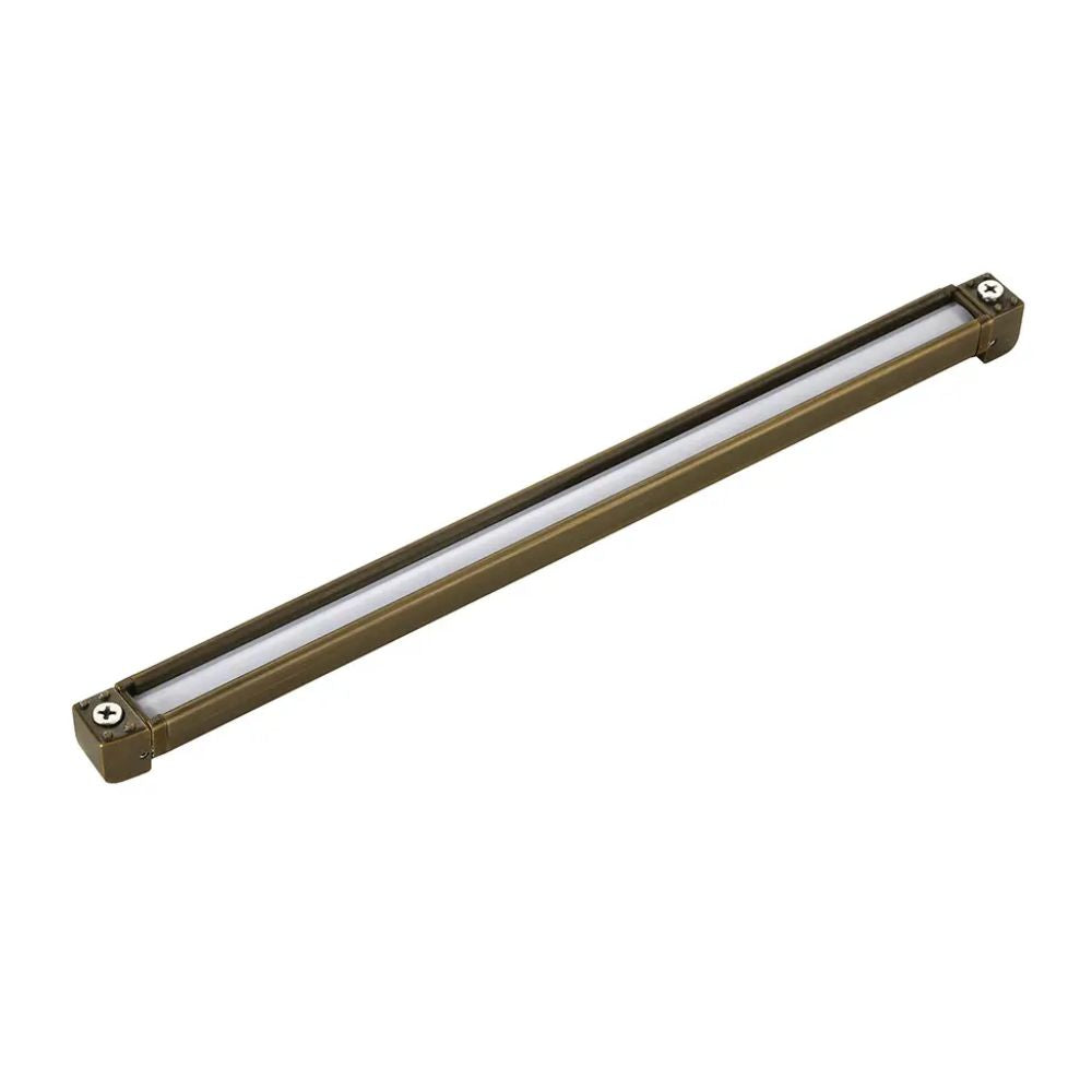 12 in hardscape LED light bar in centennial brass with mounting end caps