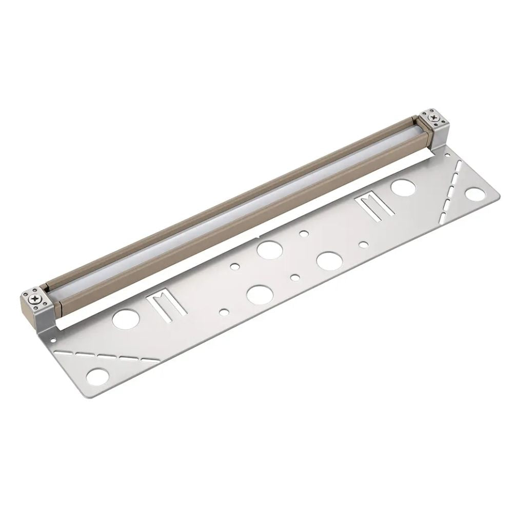 Sand aluminum hardscape LED light bar with metal mounting plate and cutout holes