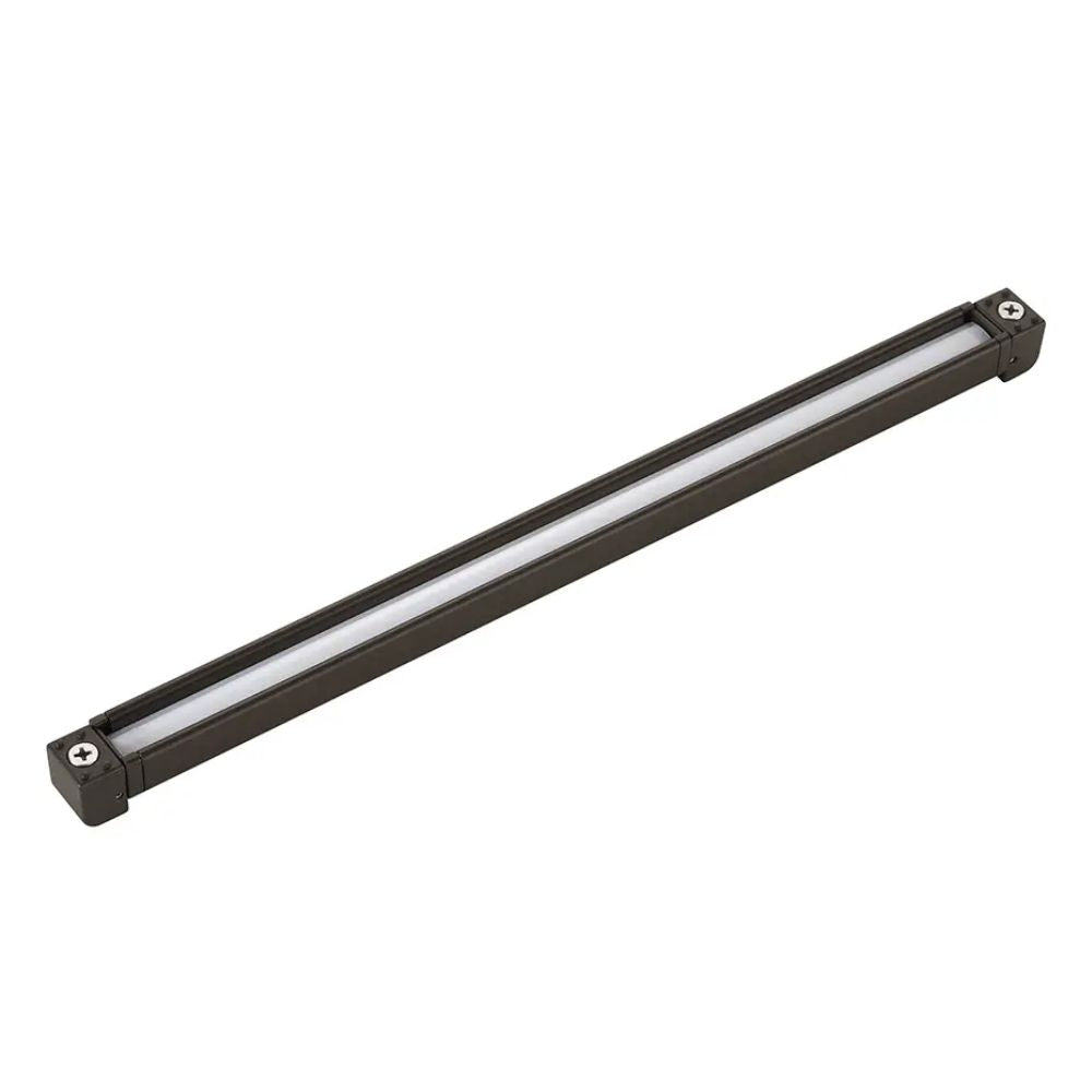 12-in LED hardscape light bar in textured architectural bronze with end mounting knobs