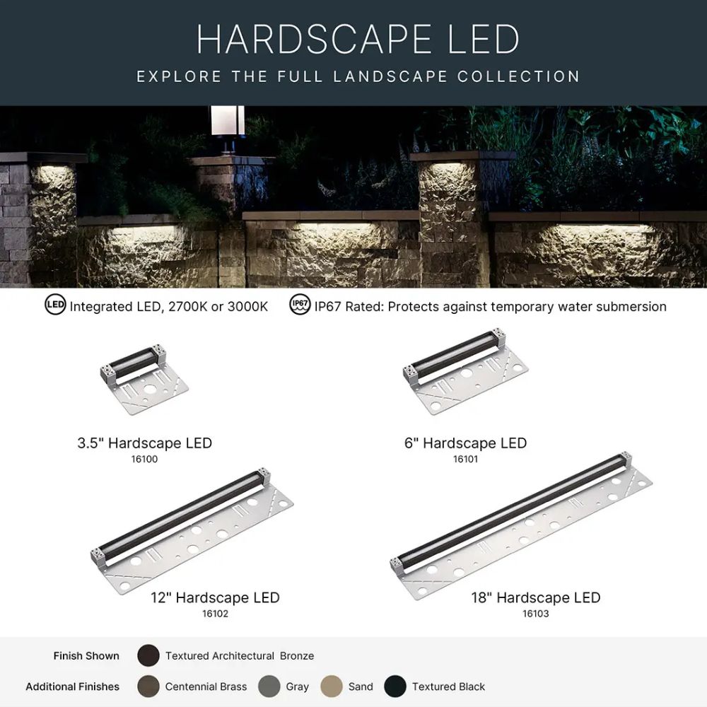 Hardscape LED light collection showing multiple lengths in textured architectural bronze finish