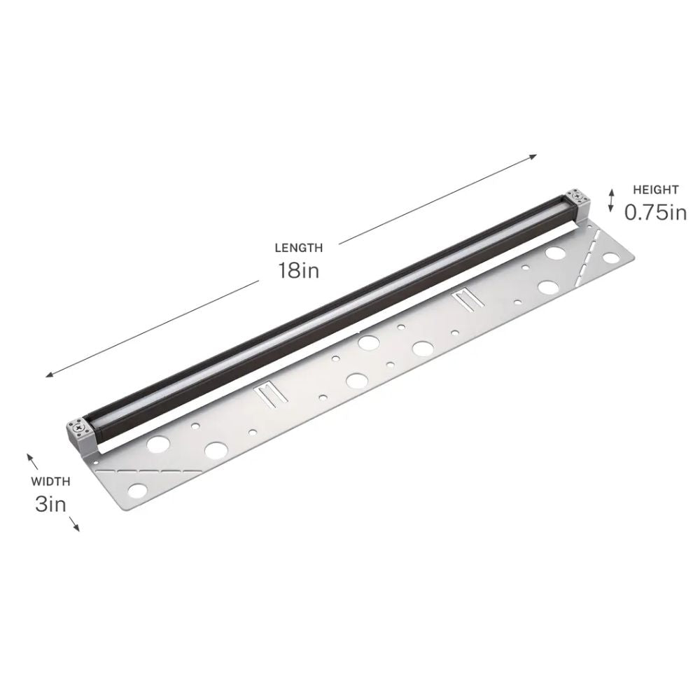 18 in 12V hardscape LED light bar with mounting plate, textured bronze aluminum