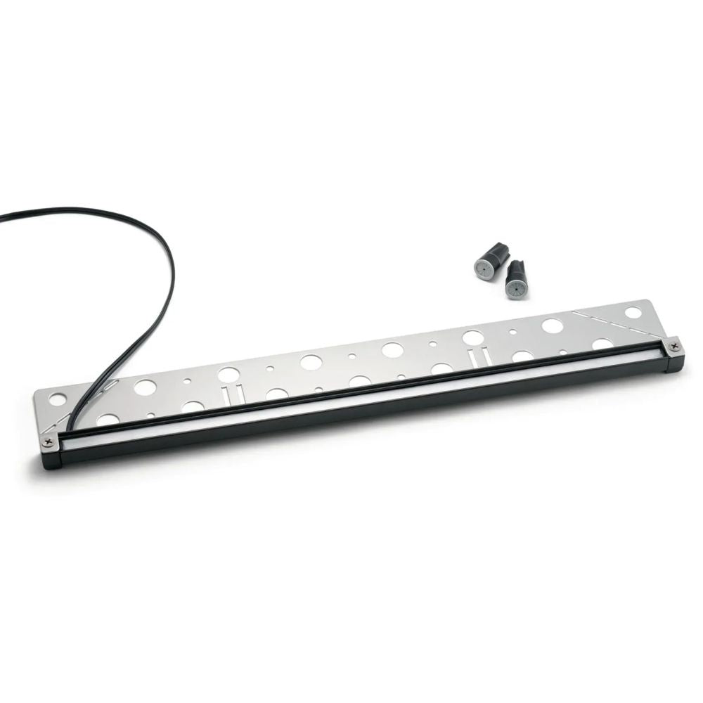 12V hardscape LED light bar with mounting plate and lead wire, textured bronze