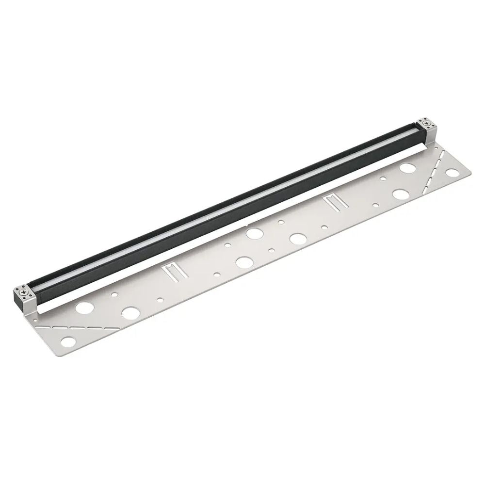 18 in black hardscape LED light bar with silver perforated mounting plate