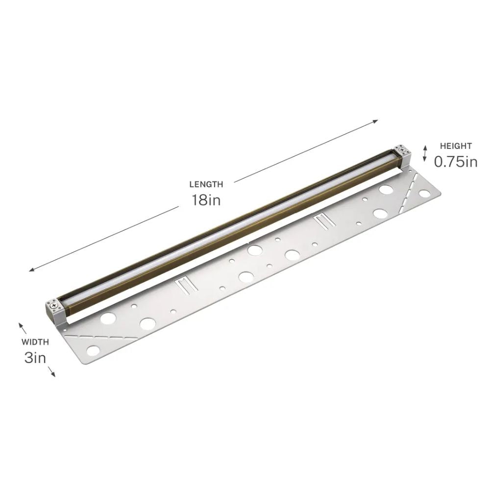 18 in 12V hardscape LED light bar with mounting plate dimensions