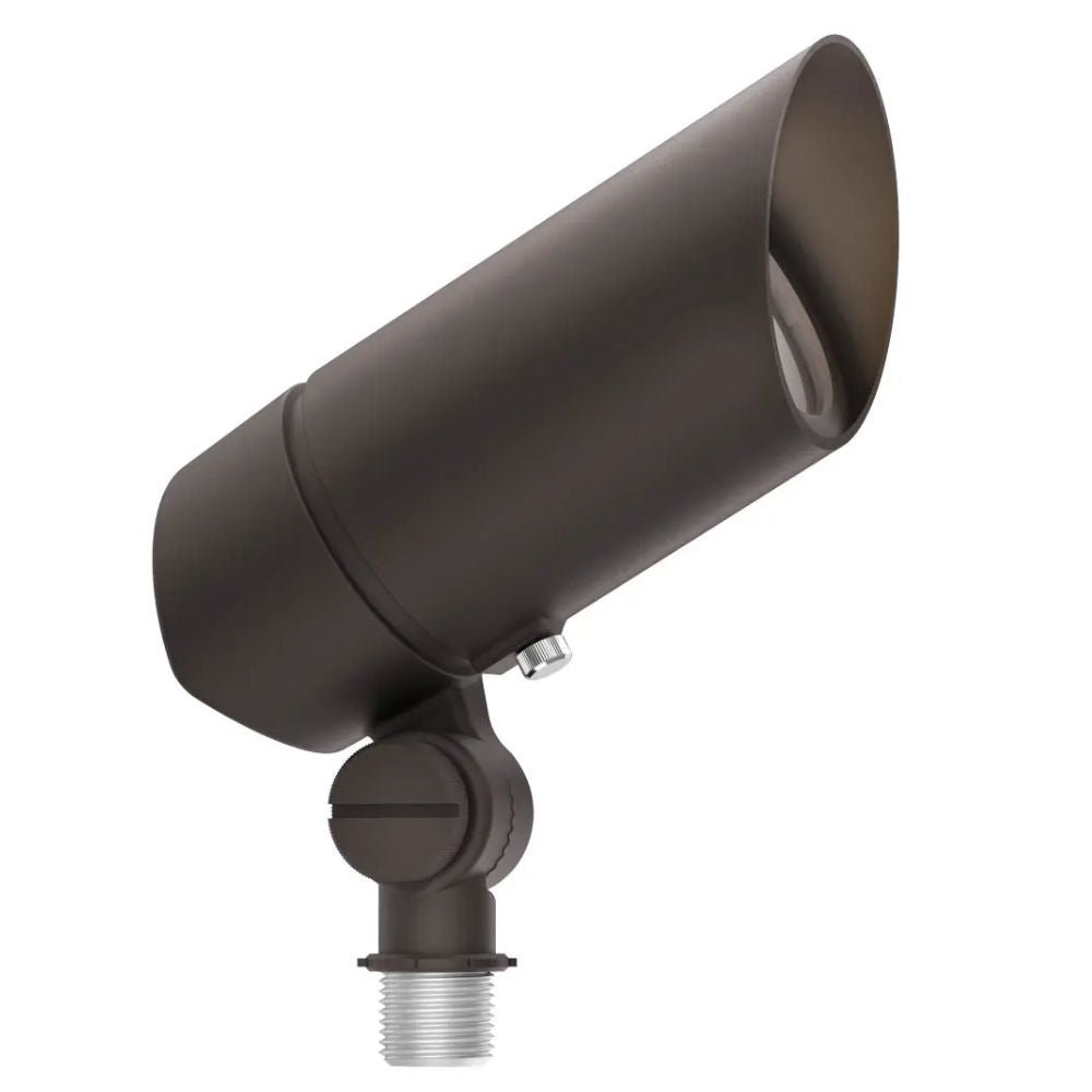 Architectural bronze LED landscape accent light with adjustable cylindrical head and mount