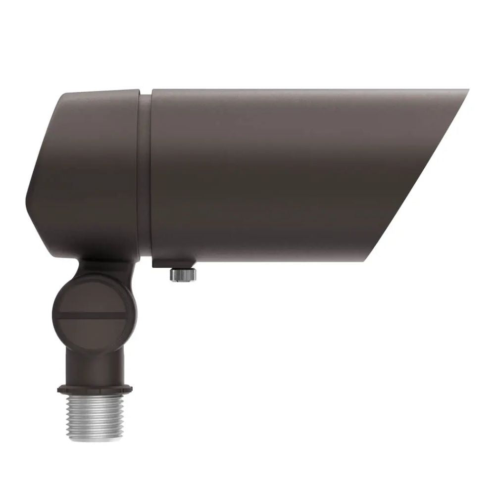 Dark bronze landscape LED accent light with cylindrical housing and round swivel mount