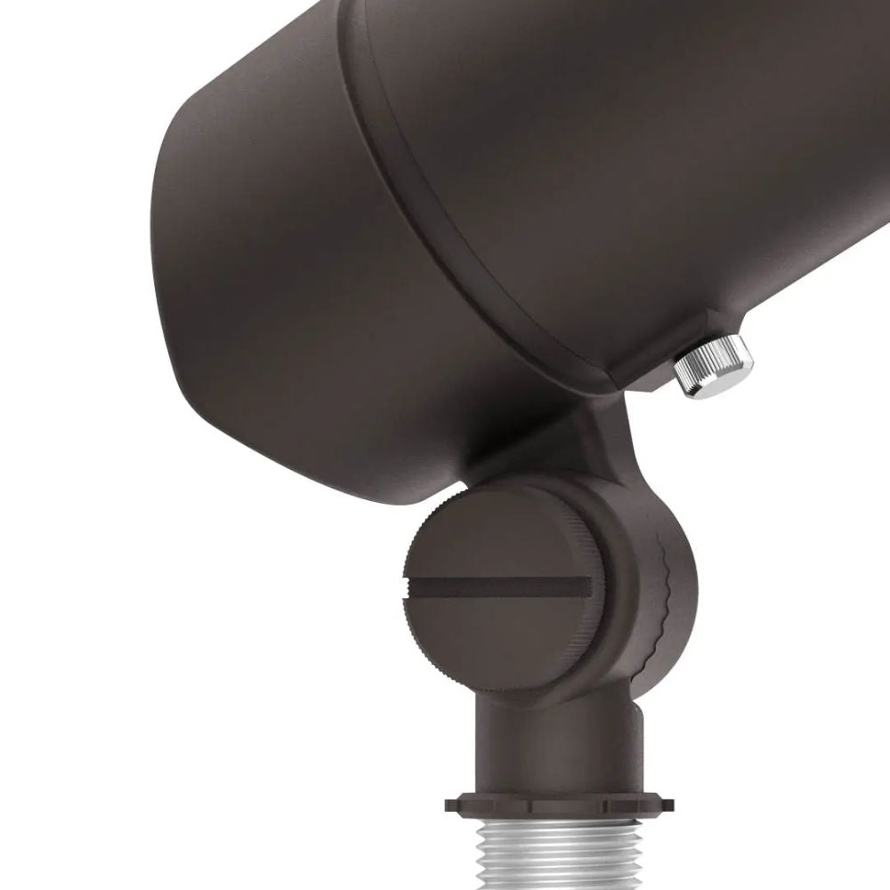 Architectural bronze landscape LED accent light with angled adjustable head and threaded mount