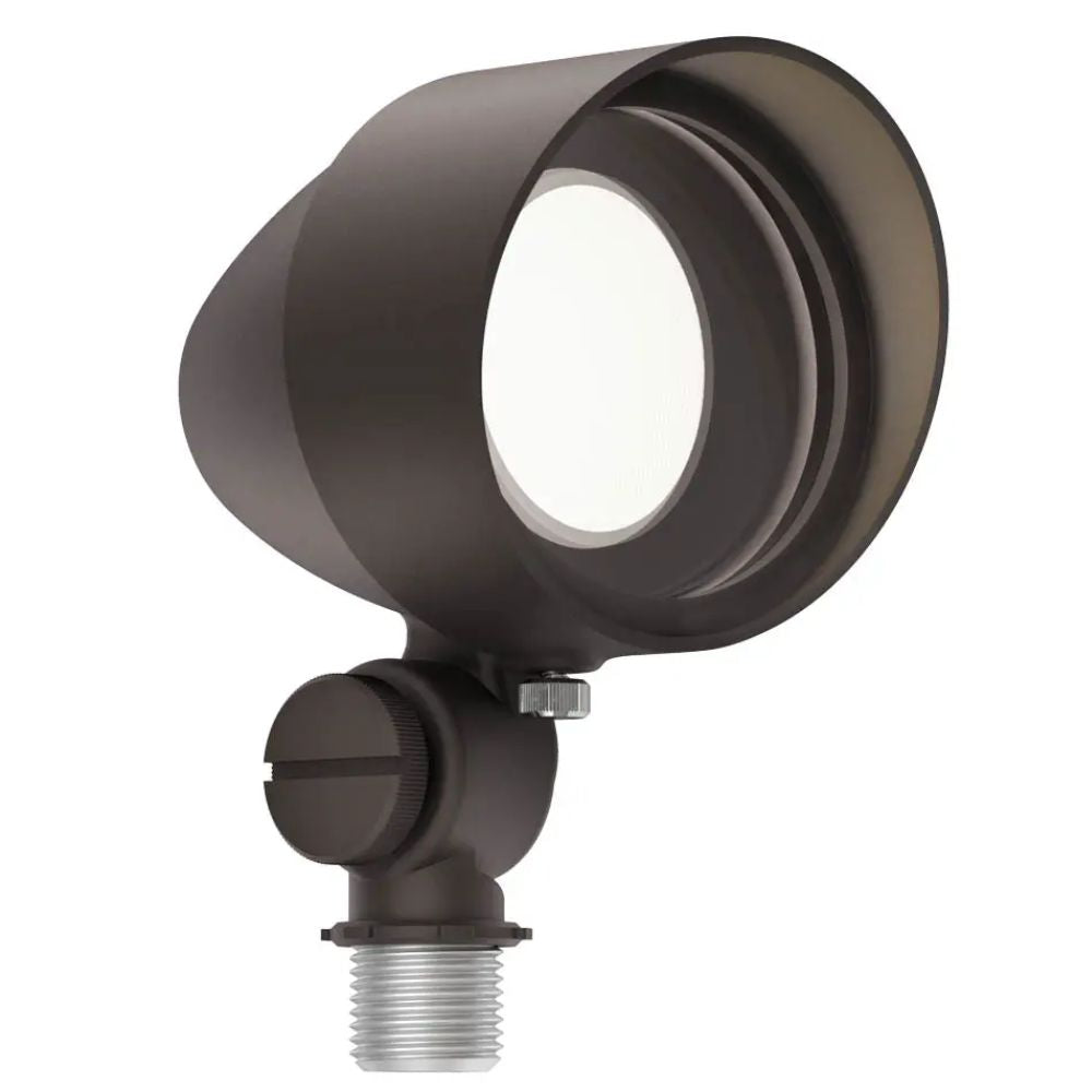 Architectural bronze LED landscape accent light with round housing and adjustable mount