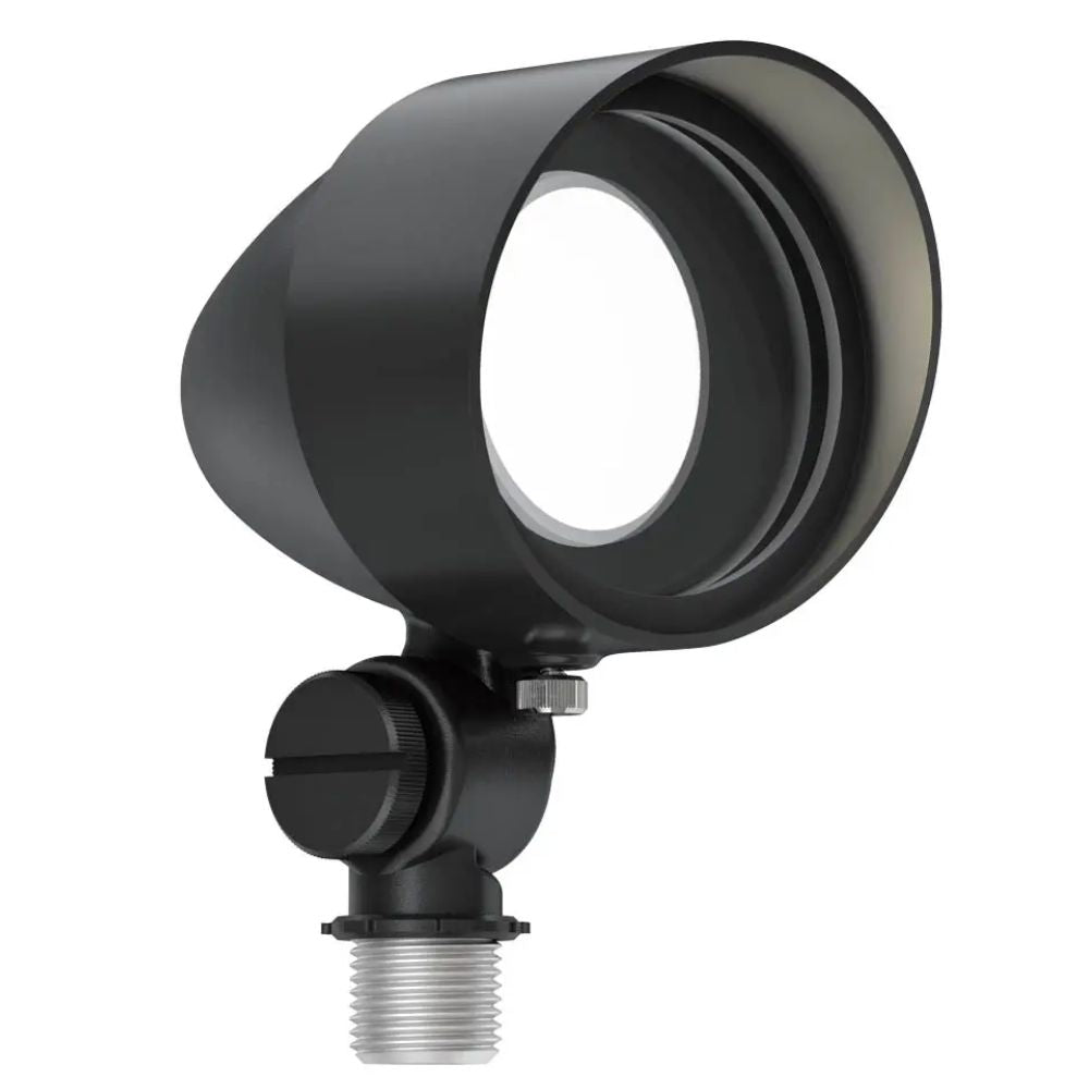 Kichler textured black LED landscape accent flood light with round glare shield