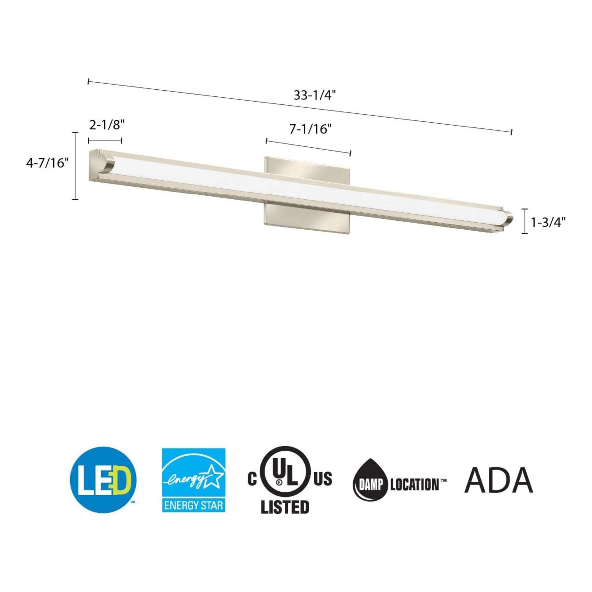 36" LED Vanity Light, Selectable CCT, Brushed Nickel - Bees Lighting