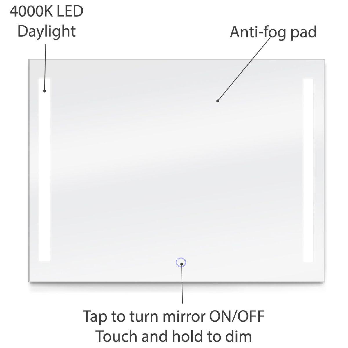 Catella 48 In. X 36 In. LED Wall Mirror With Touch On/Off Dimmer Function - Bees Lighting