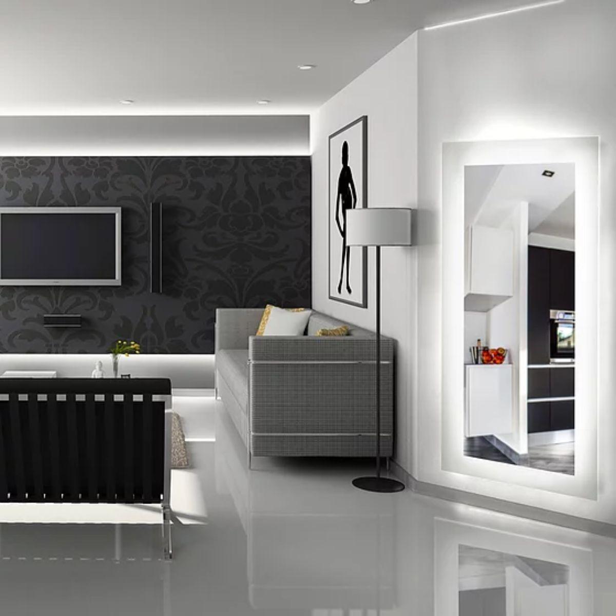 Royal 35 in. x 60 in. LED Wall Mirror with Touch On/Off Dimmer Function - Bees Lighting