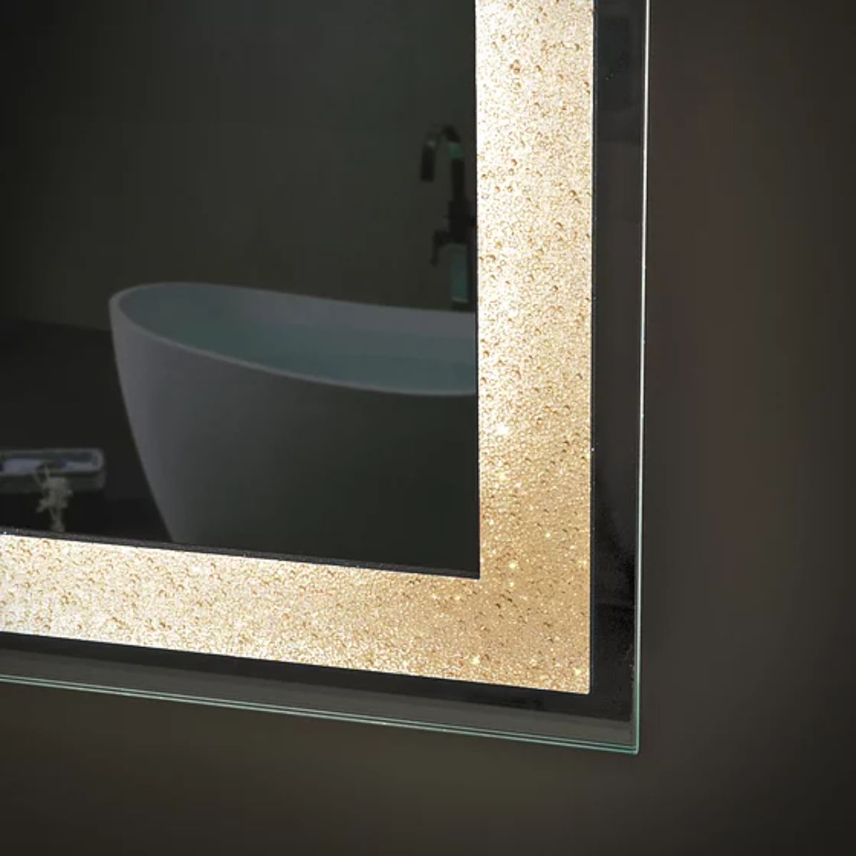 Edison Crystal 12 in. x 16 in. LED Wall Mirror with Touch On/Off Dimmer Function
