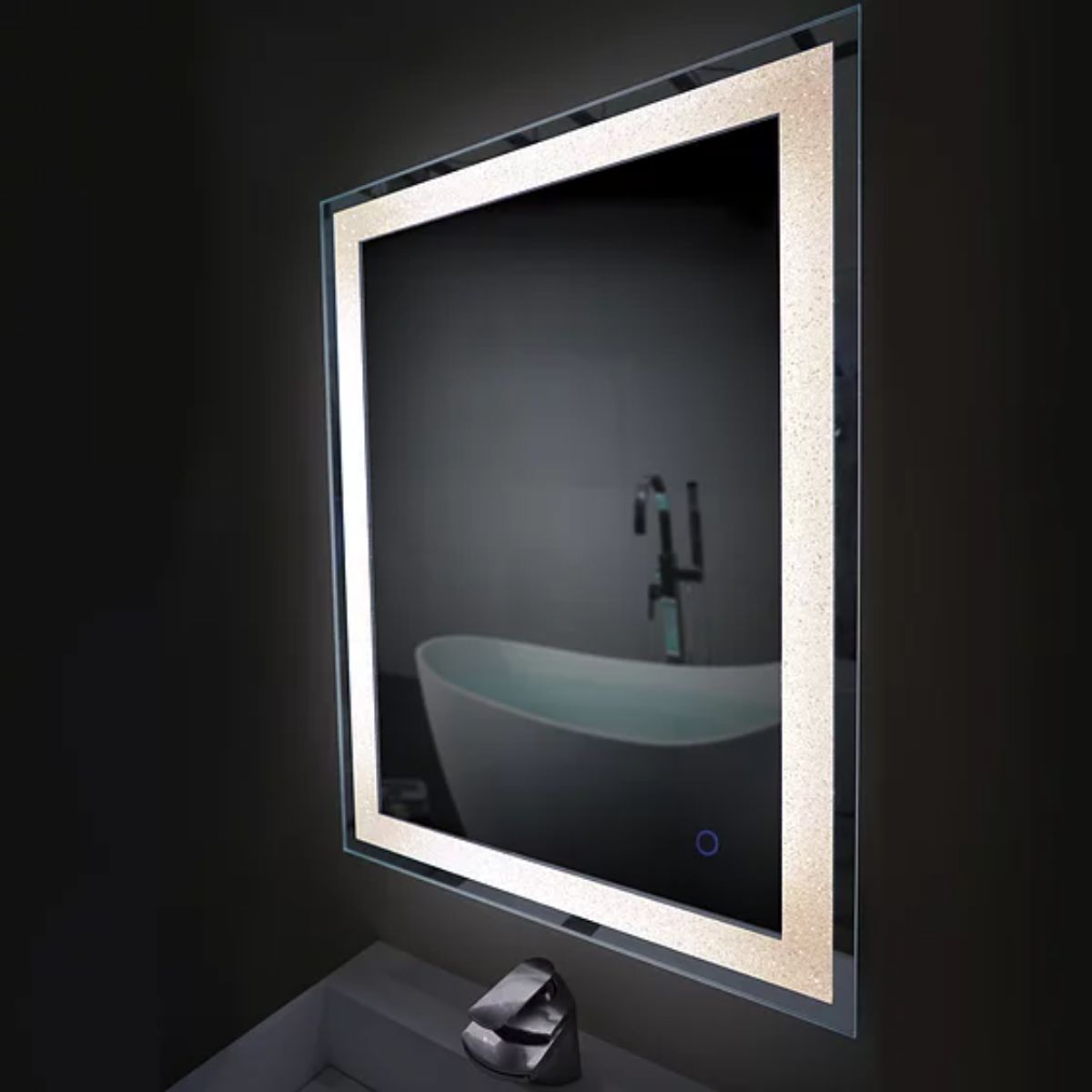 Edison Crystal 24 in. x 32 in. LED Wall Mirror with Touch On/Off Dimmer Function
