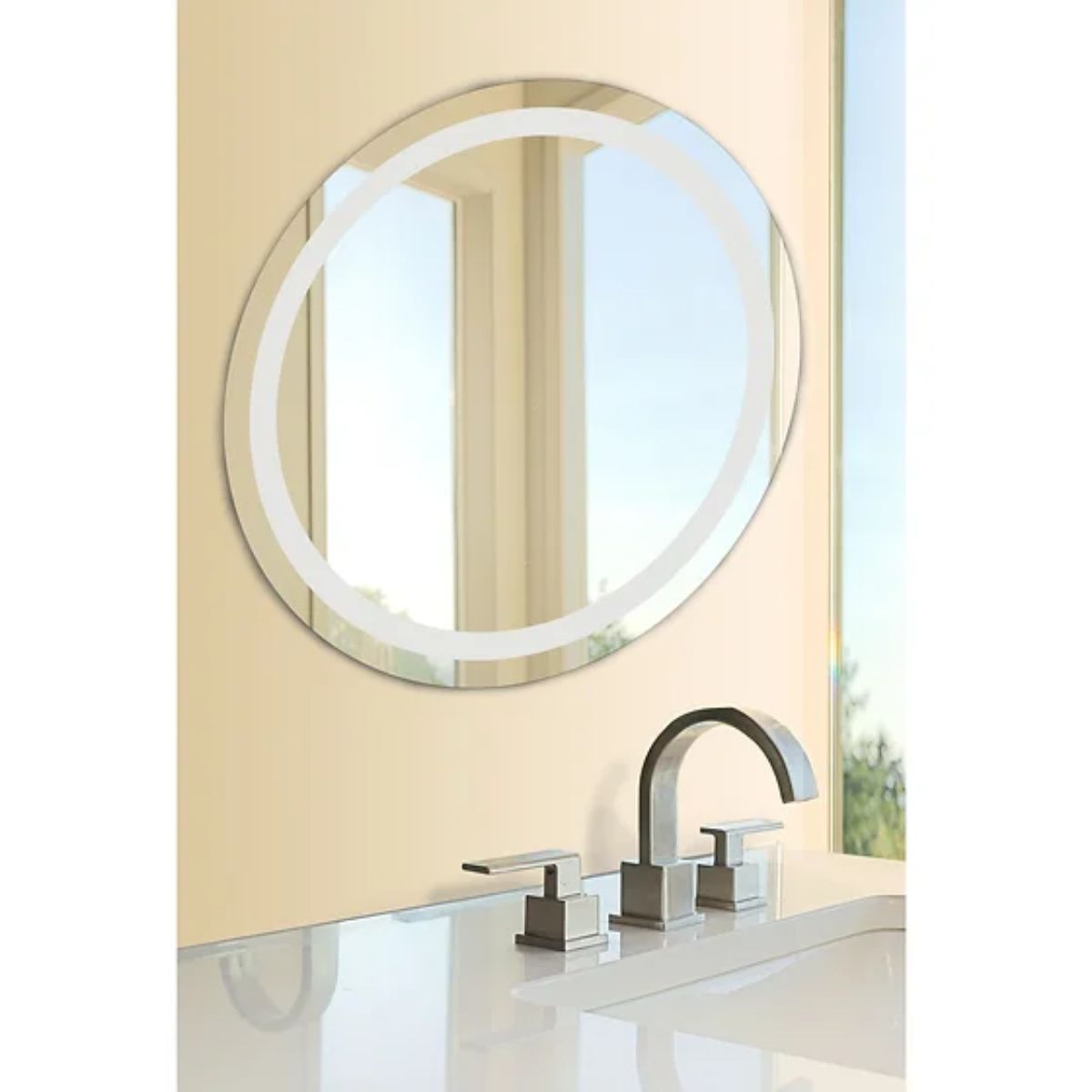 Edison 24 in. Round LED Wall Mirror with Touch On/Off Dimmer Function