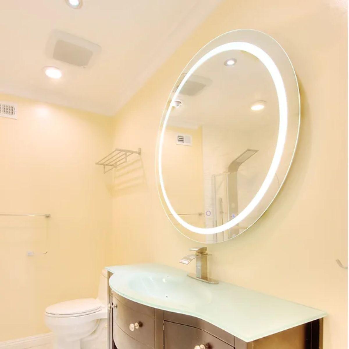 Edison 36 in. Round LED Wall Mirror with Touch On/Off Dimmer Function - Bees Lighting