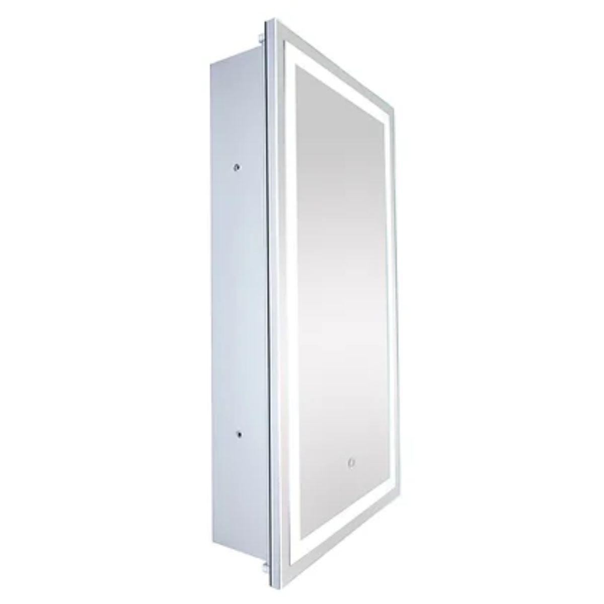 Edison 16 In. X 30 In. Tri-color LED Single Door Cabinet Mirror With Touch On/Off Dimmer Function - Bees Lighting