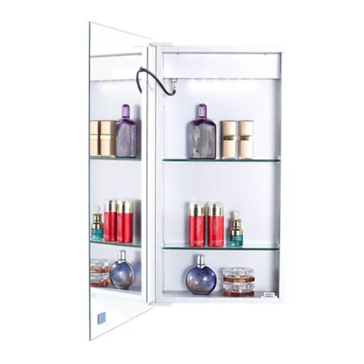 Edison 16 In. X 30 In. Tri-color LED Single Door Cabinet Mirror With Touch On/Off Dimmer Function - Bees Lighting