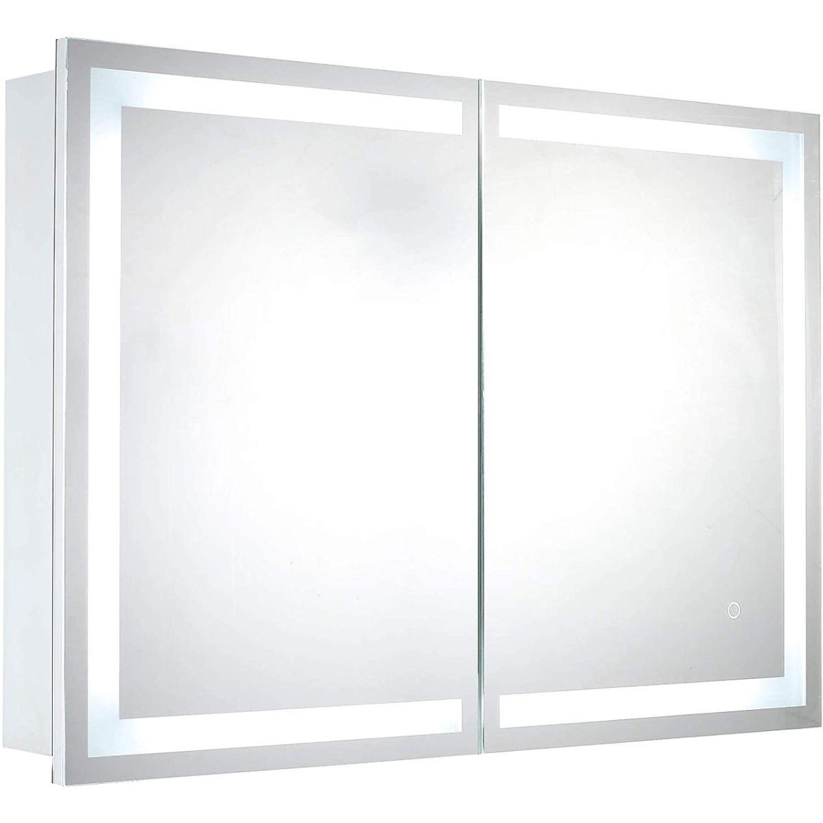 Edison 34 In. X 24 In. Tri-color LED Bluetooth Dual Door Cabinet Mirror With Touch On/Off Dimmer Function