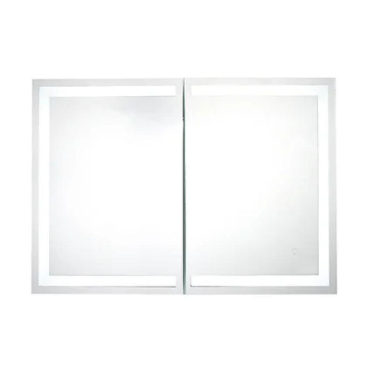 Edison 34 In. X 24 In. Tri-color LED Bluetooth Dual Door Cabinet Mirror With Touch On/Off Dimmer Function - Bees Lighting