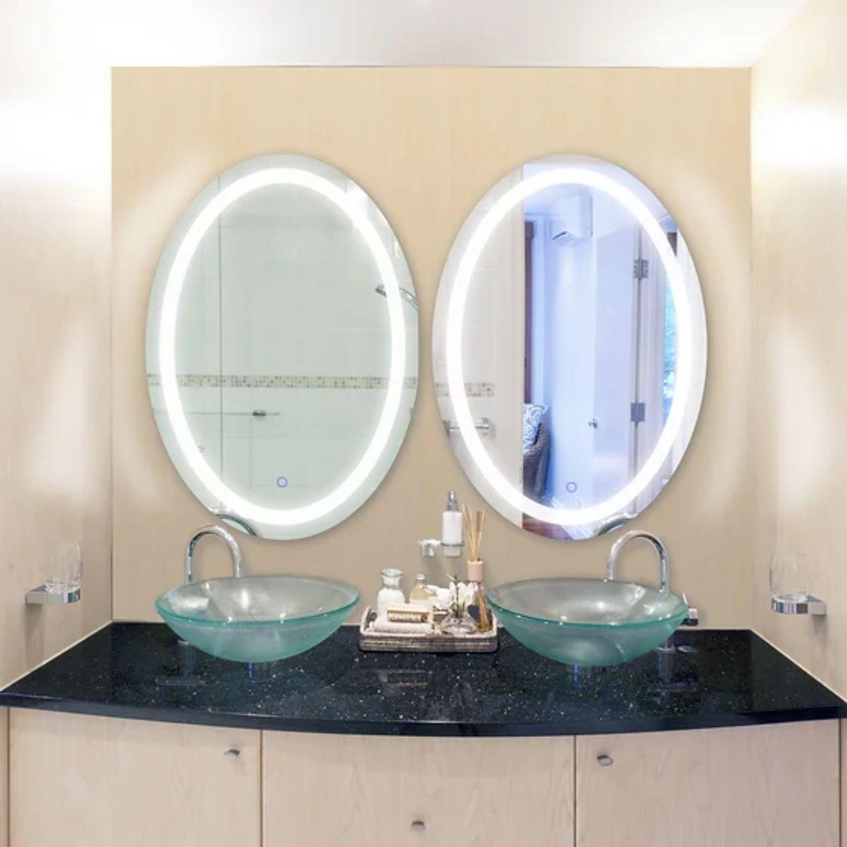 Edison 30 in. x 42 in. Oval LED Wall Mirror with Touch On/Off Dimmer Function - Bees Lighting